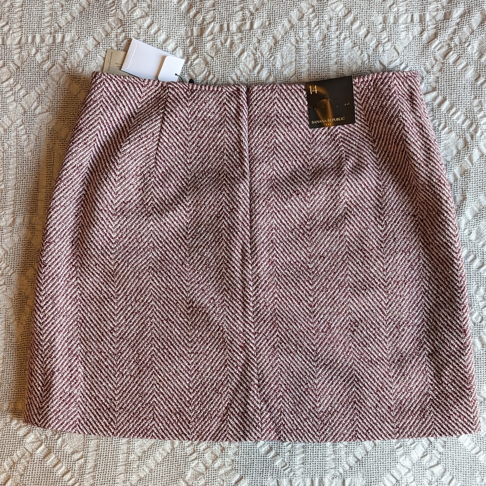 Banana Republic Petite Burgundy Herringbone Skirt with Pockets - New with Tags - Picture 4 of 5